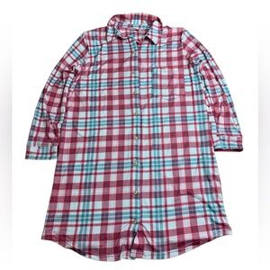 la Vie en Rose Peachy Dream Plaid Nightshirt - Pink/Blue - M